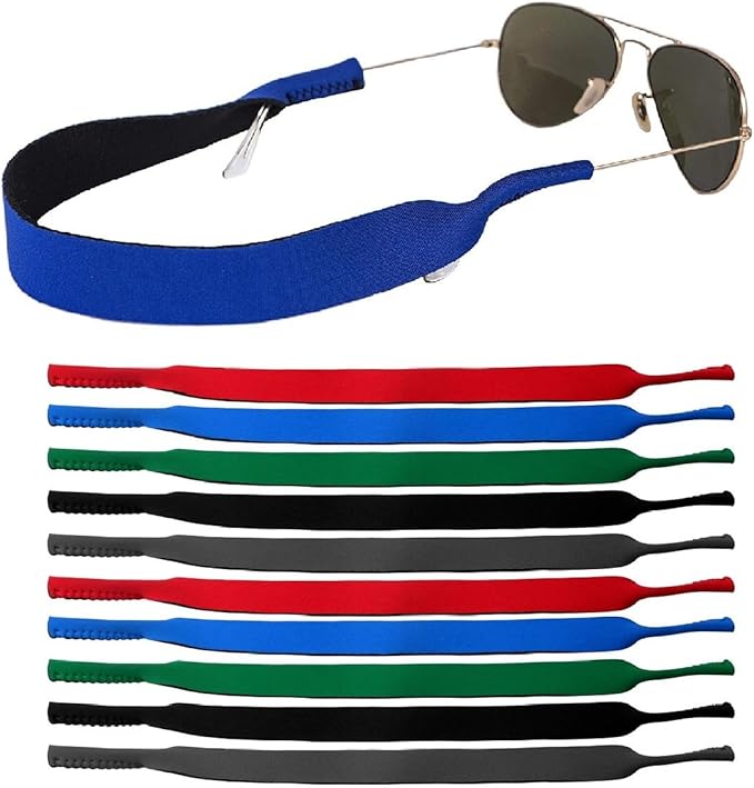 kuou 10 Pieces Neoprene Glasses Strap, Elastic Floating Glasses Head