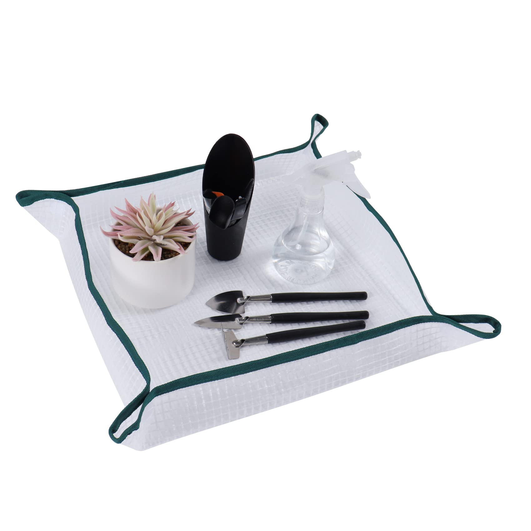 Nideen 19.7×19.7 inches Plant Potting Mat Waterproof Indoor Repotting Mat Portable Succulent Transplanting Mat Gardening Potting Tarp White