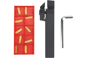 CNC Lathe Turning Tool Holder, Grooving Cut-Off Cut Off Lathe Parting Tool Holder Carbide Insert Cutter 10PCS MGMN200-G Duty 