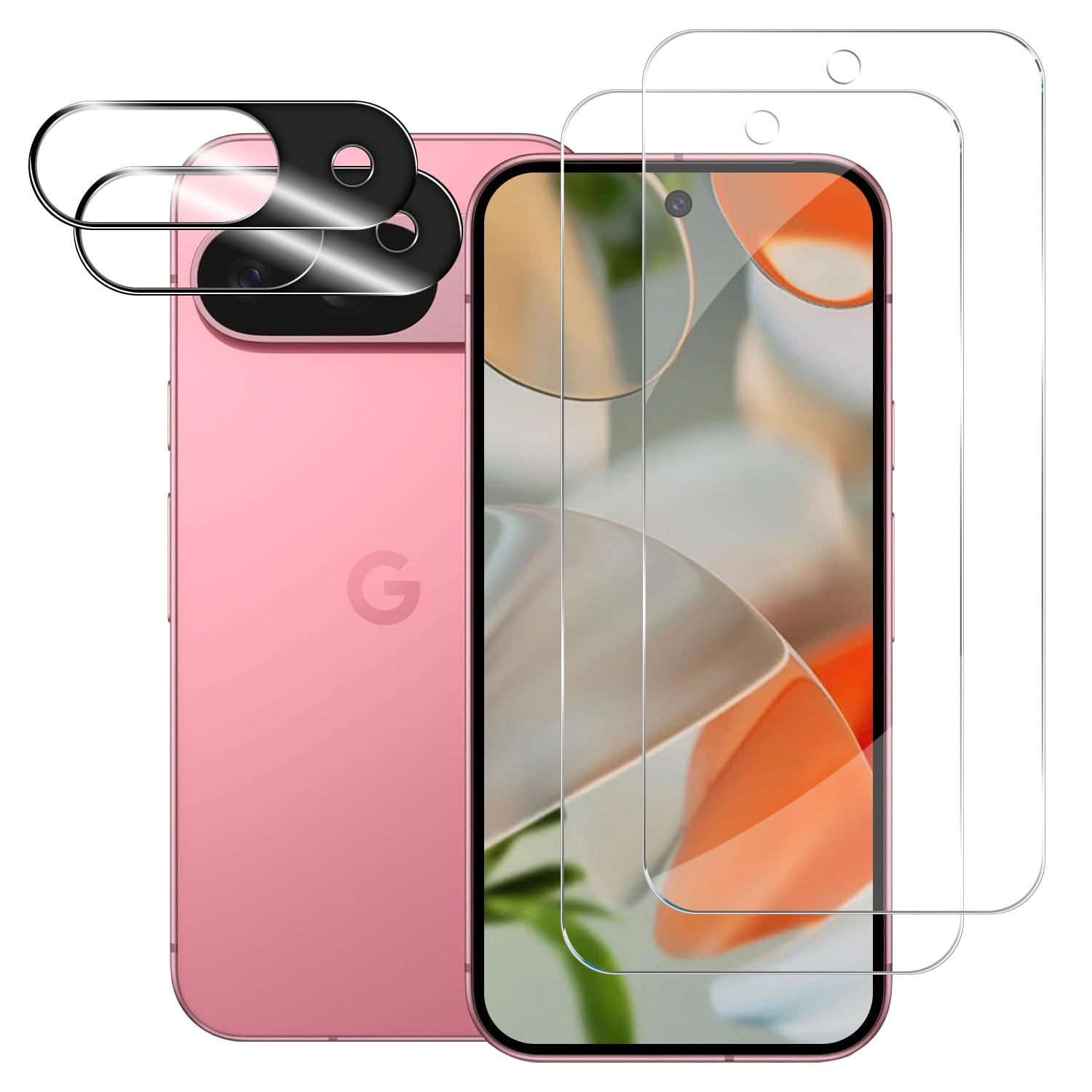BIGFACE for Pixel 9 Tempered Glass Screen Protector + Camera Lens Protector [ 2 + 2 Pack ][Ultrasonic Fingerprint Unlock] [Anti-Scratch] [Case Friendly] Clear HD Protective Film for Google Pixel 9 5G