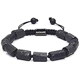 HASKARE Natural Stone Tourmaline Crystal Bracelets for Men, Protection Crystals Raw Black Tourmaline Beads Bracelet, Mens Energy Healing Bracelets for Anxiety, Handmade Beaded Bracelet Gifts for Men