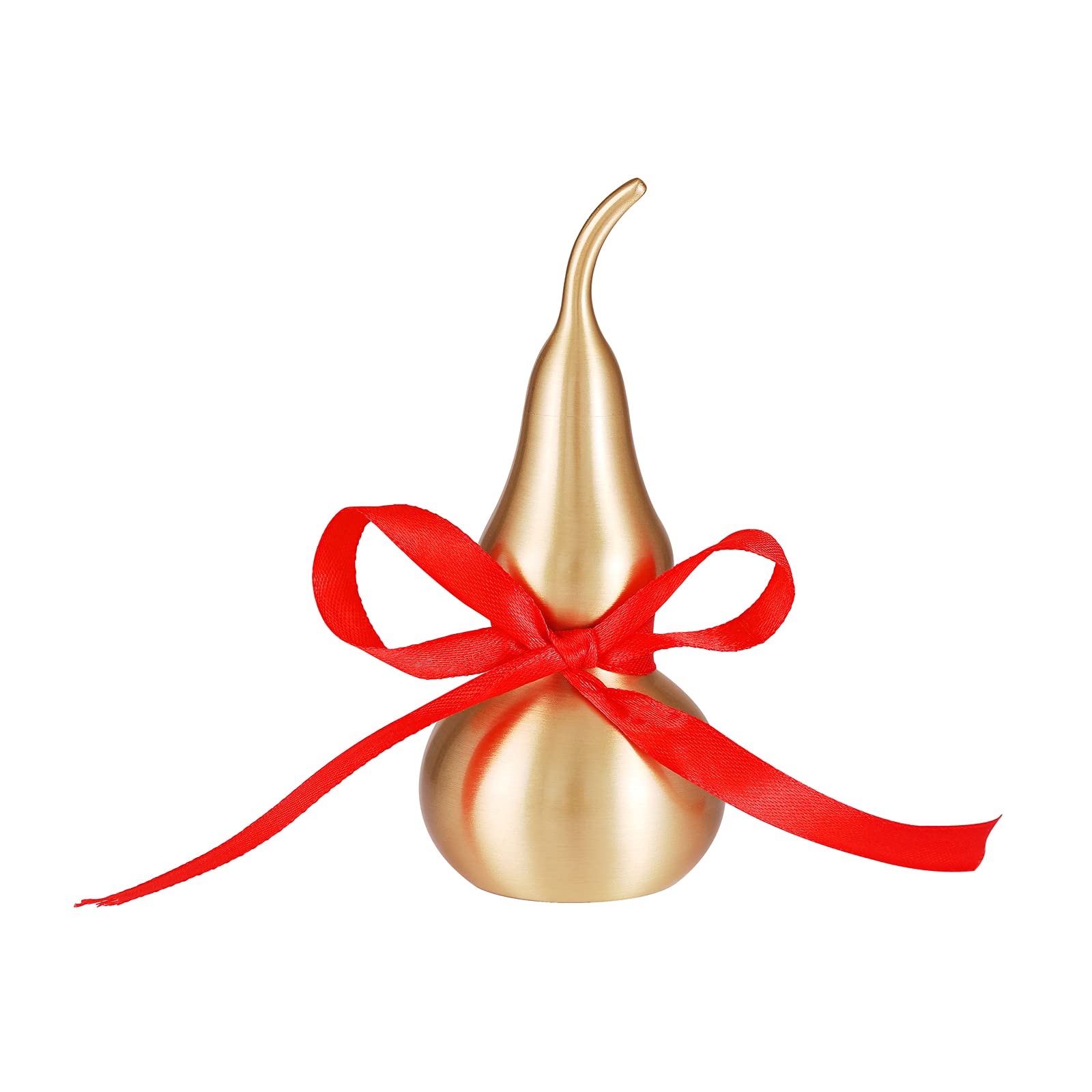 Photo 1 of PAKUNDAS Feng Shui Decor - Brass Wu Lou Gourd with Red Luck Strip for Ideal Home Decoration,Table,Bookshelf,5inch Tall,Full Brass,Fortune Protection,Hu Lu Bring Good Luck,Healthy,Success