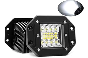 Flush Mount LED Pods, SKYWORLD 2pcs 3 Inch 42W Spot Beam Off Road Driving Lights LED Work Light Backup Light Reverse Light Gr