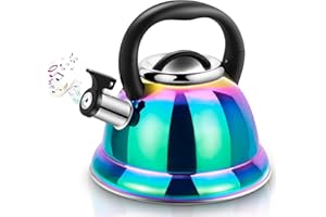Weftnom Tea Kettle, Kettle 3.7QT, Tea Pot Whistling 316 Stainless Steel, Tea Kettle Stovetop with Cool Folding Handle, Kettle Teapot Rainbow Induction for Boiling Water, Mirror Finish