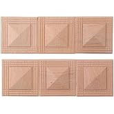 napkery 6 Pcs Wood Carved Appliques Square Furniture Decal Flower Pattern Wood Applique Onlay Unpainted for Cabinet Door Mirror Bed Wall Furniture Decoration 5x5cm/1.97x1.97in