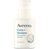 Aveeno Calm + Restore Triple Oat Hydrating Face Serum for Sensitive Skin, Gentle Lightweight Facial Serum Instantly Smooths Skin, Non-Comedogenic, Hypoallergenic & Fragrance-Free, 1 fl. oz