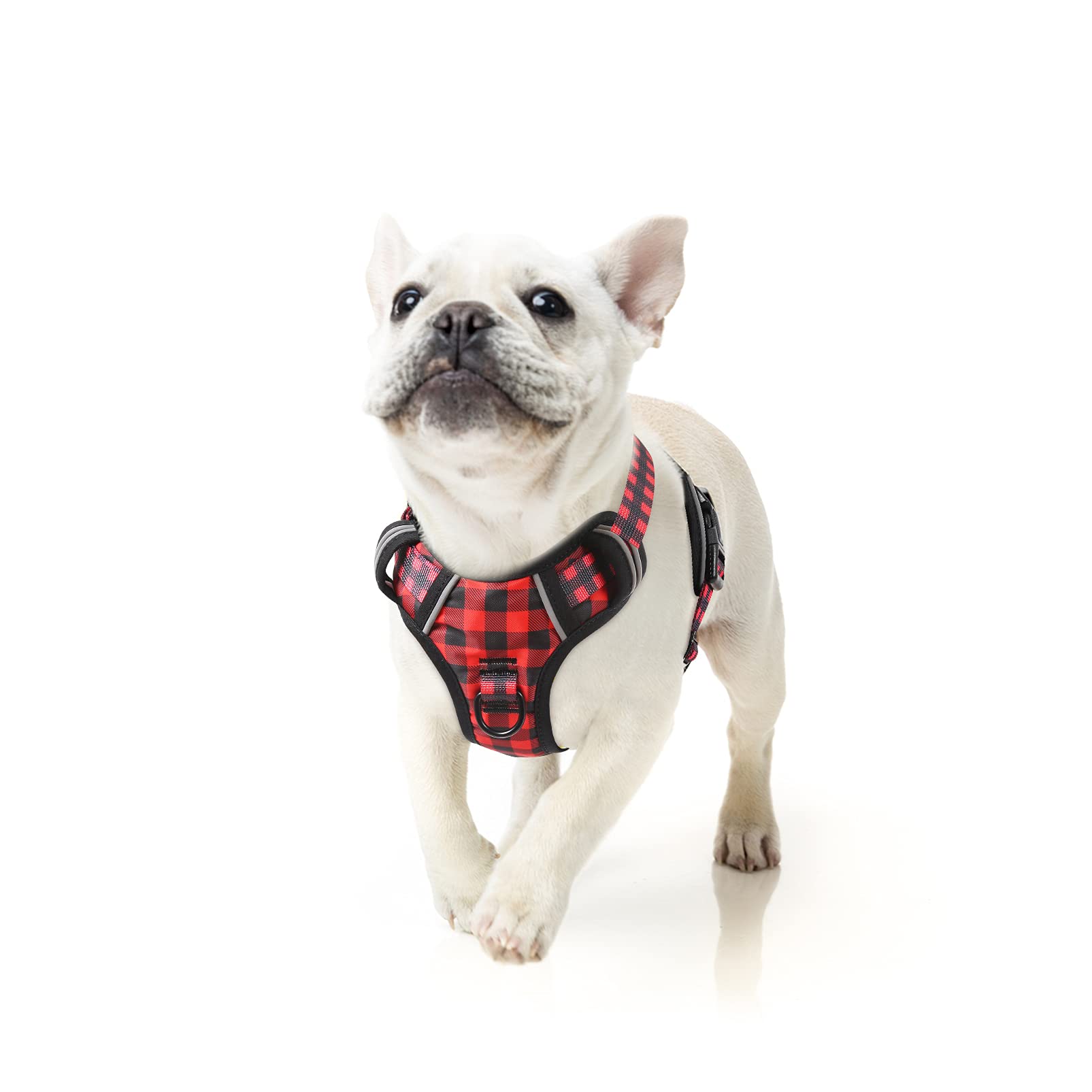 HEELE Dog Harness Dog Harness Small Dog No Pull Harness with Soft Handle Reflective Puppy Harness Adjustable, Checkered-Red, S