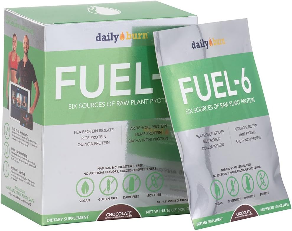 DailyBurn FUEL6: - On-The-Go Protein Mix Packets (Chocolate- 10 Pack)