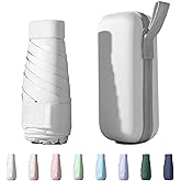 Xiuying Feng Mini Travel Umbrella Purse with Case Compact, Lightweight, UV Umbrella UPF 50+ Sun Protection, Windproof Portable Parasol for Women, Men & Kids
