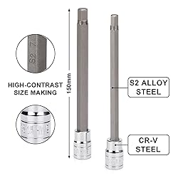 EMENTOL 13PCS 1/4", 3/8" and 1/2" Drive Long Hex