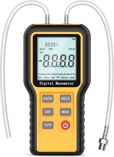 BTMETER QX-1201 Digital Manometer Gas Pressure Meter HVAC Dual Port
