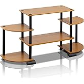 Furinno Turn-N-Tube Rounded Corner TV Entertainment Center, Light Cherry/Black