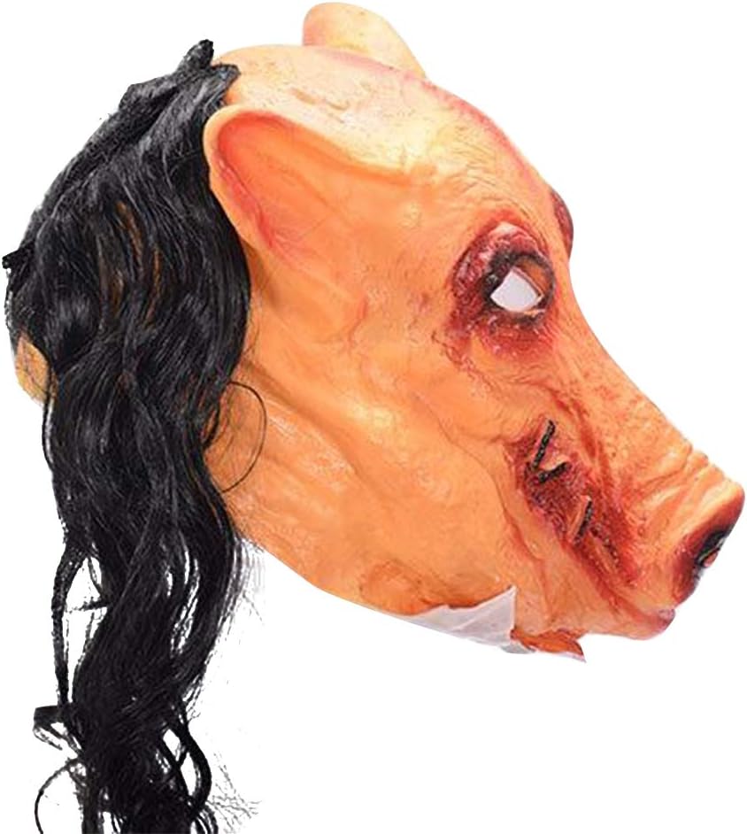 Qchomee Halloween Horror Mask Cosplay Scary Bleeding Face Mask with Hair Festival Fancy Dress Prank Trick Awful Adults Cosplay Costume Props Toys Novelty Latex Full Head Witch Mask Headwear - Image 3