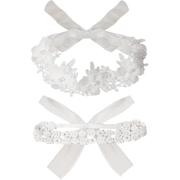 My Lello Haarband Shabby Chic – Mit Blumen & Strass Für Babys & Mädchen, Dehnbar, 9 Monate – 8 Jahre, Weiß