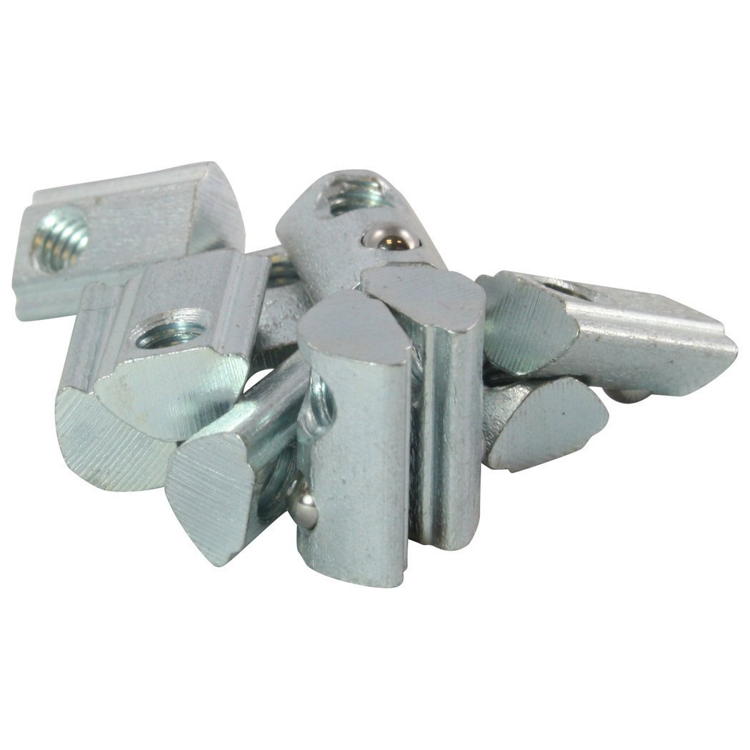 100 x Slot Nuts M3 Nut 5 - Type I - M3 with Bridge, Spring Ball, Galvanised Steel