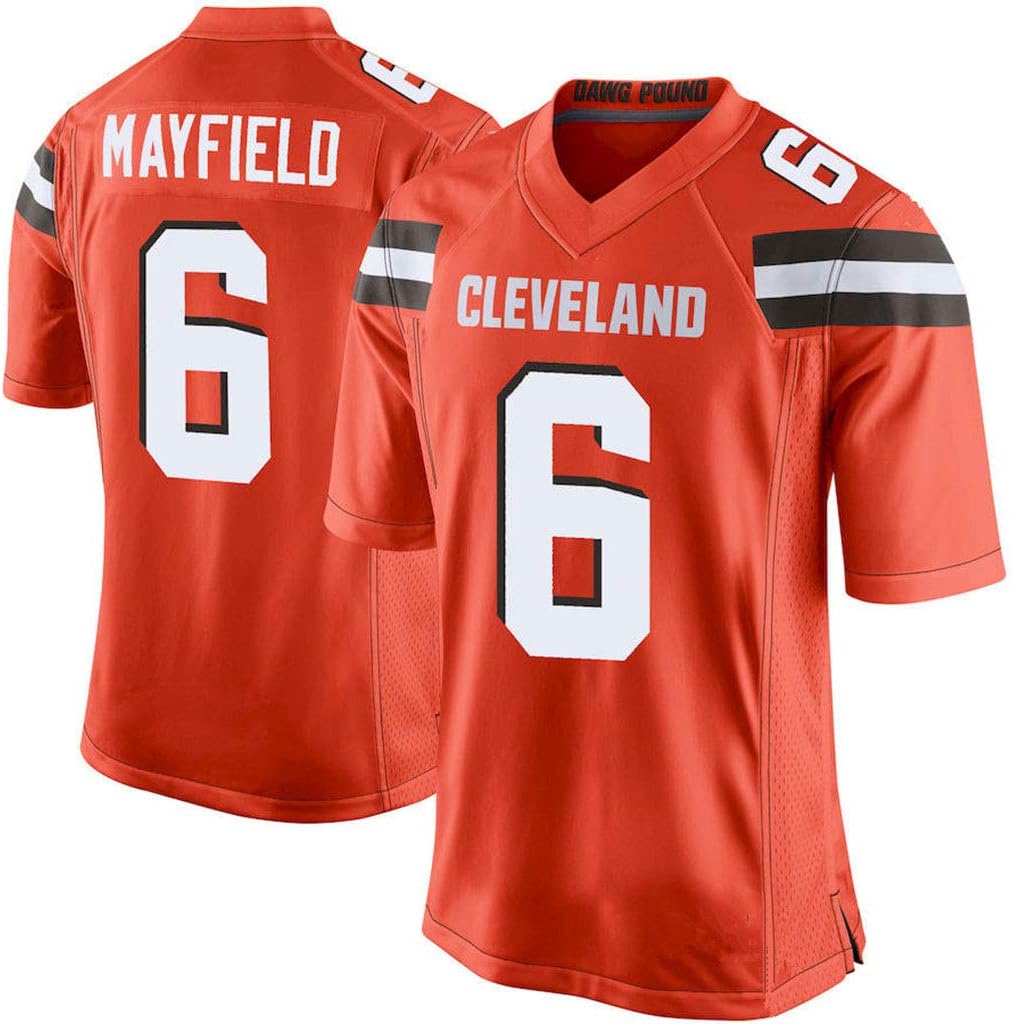 YMXBK Men's NFL Browns 13#Beckhamjr 6#Mayfield Fan Legend Football Jersey Tops T Shirts