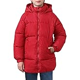 uideazone Boys' Winter Coat Medium Length Warm Hooded Puffer Jacket Down-like Cotton Waterproof Outwear 5-12Y