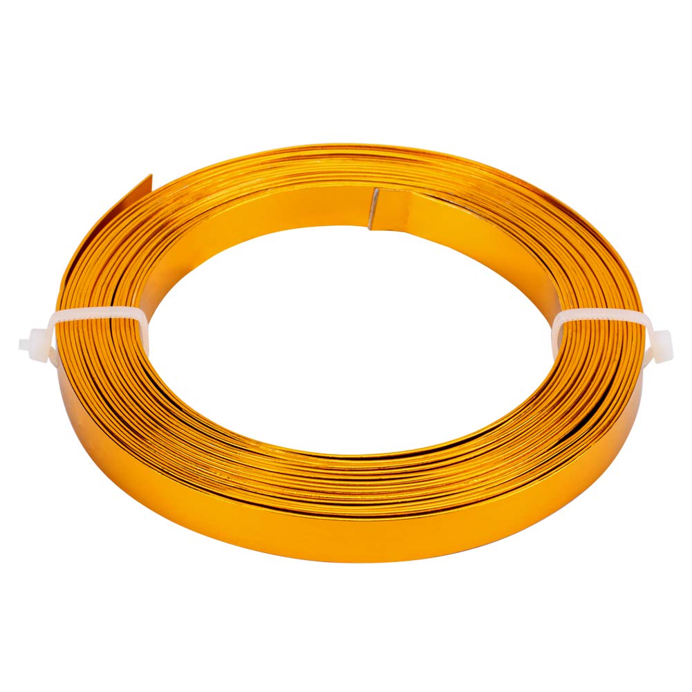 BENECREAT 5m (16.5FT) 10mm Wide Flat Jewelry Craft Wire 18 Gauge Aluminum Wire for Bezel, Sculpting, Armature, Jewelry Making - DarkGold