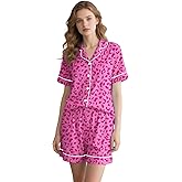 Betusline Womens Pajamas Set Short Sleeve Button Down Sleepwear Pjs Soft Comfy 2 Piece Lounge Sets XS-XXL