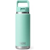 YETI Rambler 26 oz Bottle, Vacuum Insulated, Stainless Steel with Color Matching Straw Cap, Seafoam