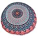 Gokul Handloom Elephant and Peacock Designs Large Round Pillow Cover Decorative Mandala Pillow Sham Indian Bohemian Ottoman Poufs Cover Pom Pom Pillow Cases Outdoor Cushion Cover (Multicolor)