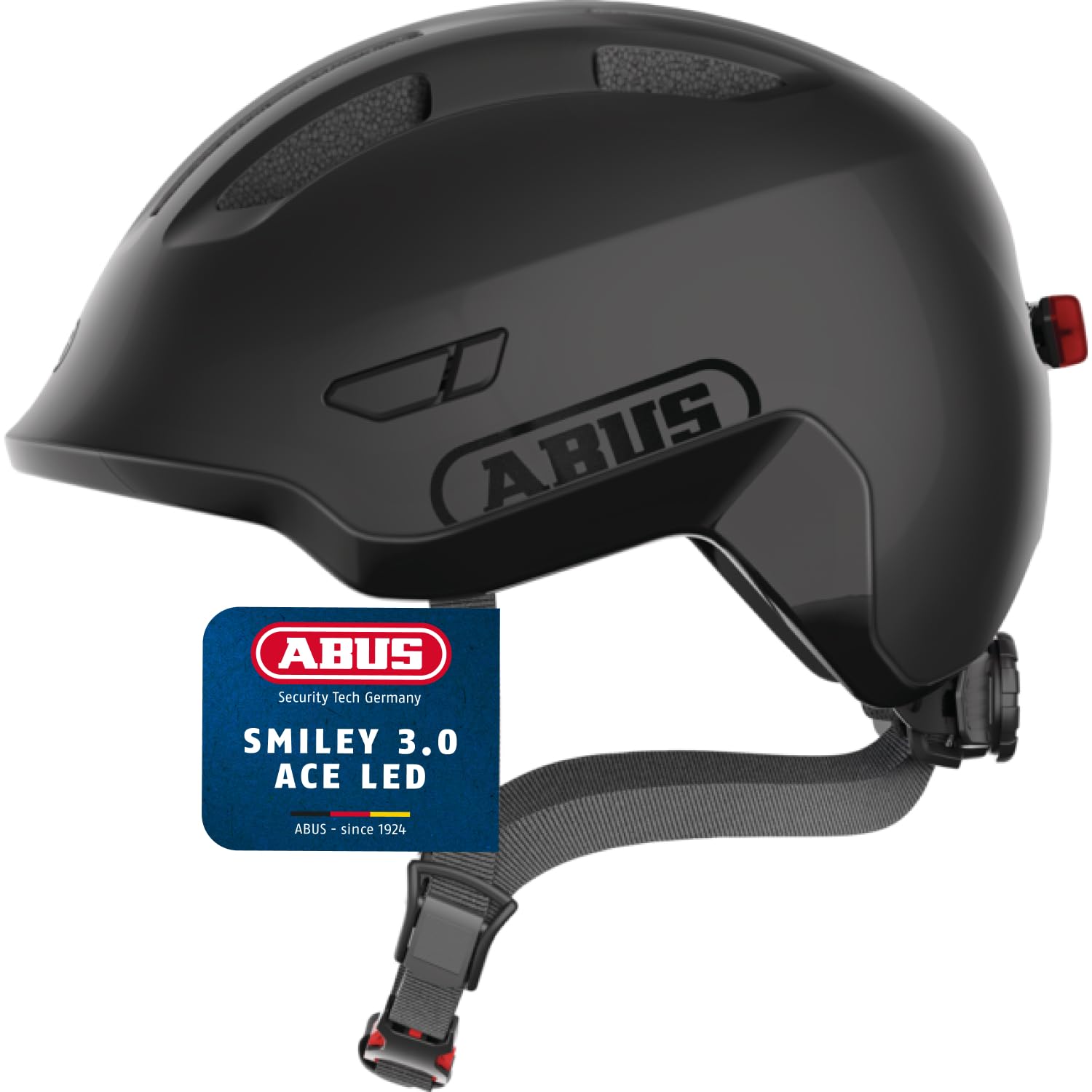 ABUS children's helmet Smiley 3.0 ACE LED - bike helmet with light - deep fit & space for a pigtail - for girls and boys