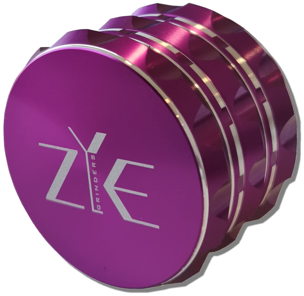ZYE Herb Grinder – Quality Aluminium w/Ultra Sharp Teeth – Large 2.5" 4 Piece w/Twist & Lock Storage Layer – No Flaking and Non-Stick - Purple