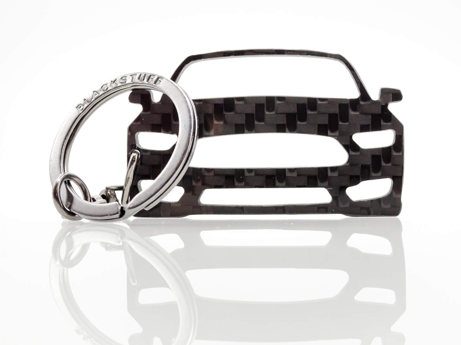 BlackStuff Carbon Fiber Keychain Keyring Ring Holder Compatible with Mustang 2015-2019 BS-189