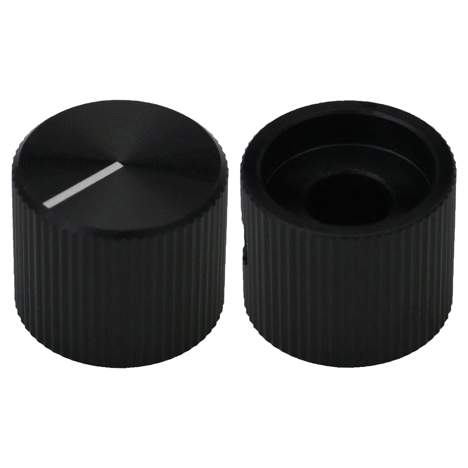 6.4mm Round Hole Short Solid Metal Amplifier Control Knob For HiFi Volume, Guitar Tone Pack of 2 (Black)