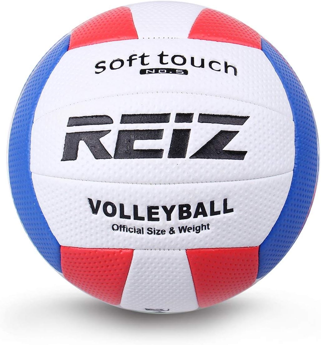 Mazurr Soft Touch PU Leather 5# Volleyball Ball Outdoor Indoor Training Competition Standard Volleyball Ball For Students(color:white & red & blue)