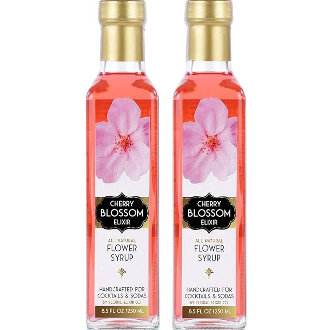 Amazon Com 2 Pack All Natural Cherry Blossom Flower Syrup For Cocktails Sodas Grocery Gourmet Food
