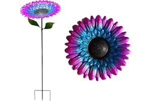 Shudyear 33 Inch Outdoor Metal Bird Bath, Bird Stand and Bird Feeder, Gorgeous Colorful Outdoor Garden Patio Lawn Decor Bird Bath Feeder Bowl (Violet)