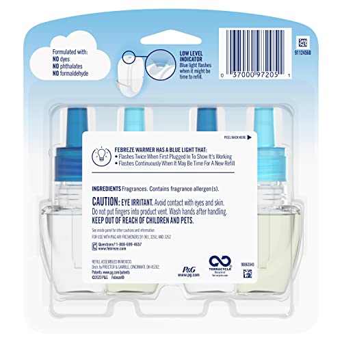 Febreze Odor-Fighting Fade Defy PLUG Air Freshener Refill, Heavy Duty Crisp Clean, (2) .87 fl. oz. Oil Refills