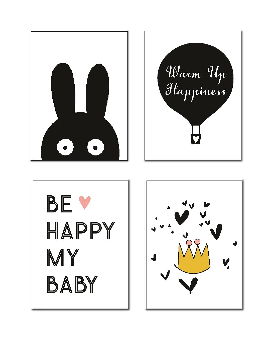 4Good Epictures Children's Room Decoration for Girls and Boys, Modern Nordic Scandinavian Picture Set Wall Decoration Nursery Girls (WBK 17 Warm Up)