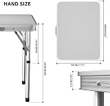 Lucn 2FT Folding Camping Table 60x45 cm Aluminum MDF Top 2-Height view 3