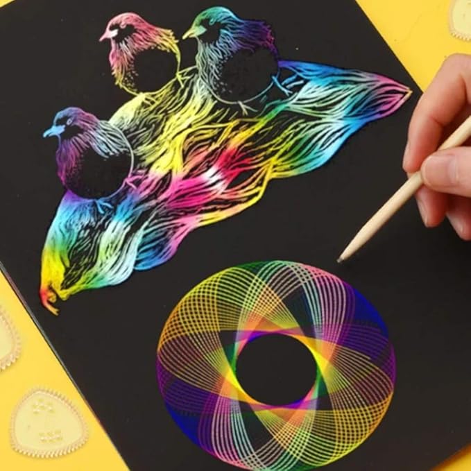 Magic Ruler Drawing, Scratch Art for Kids, Sheets Rainbow Scratch Paper