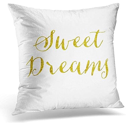 Amazon Com Throw Pillow Cover Sequins Sweet Dreams Quote Gold