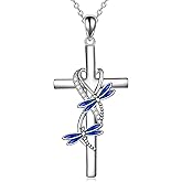 POPLYKE Cross Necklace for Women 925 Sterling Silver Cross Pendant Necklace Animal Jewelry Christmas Gifts for Women Mother Grandma