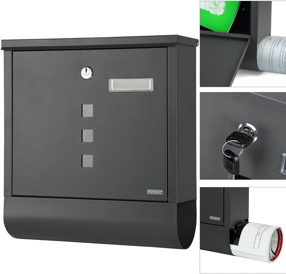 Monzana Wall Mount Letterbox Outdoor WeatherResistant Galvanised Steel