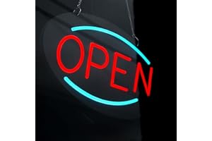 HiNeon Bright LED Neon Open Sign for Business Door, Window - 18x10in Energy-Efficient Indoor Shop Signage for Cafe, Bar, Offi