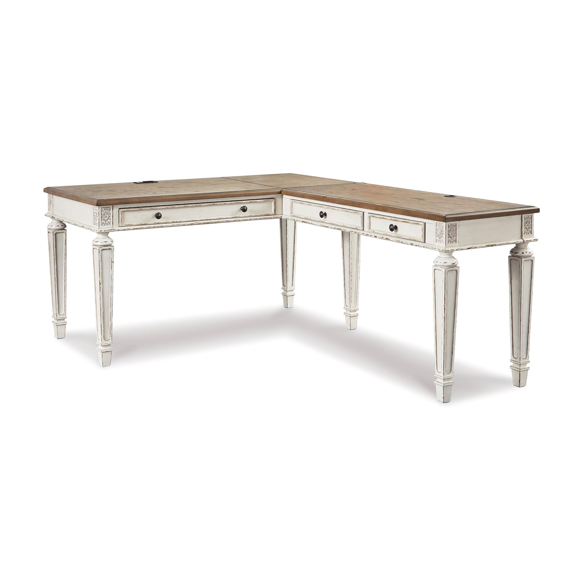 Photo 1 of *USED*
Signature Design by Ashley Realyn French Country 3-Drawer 2-Piece Home Office Desk with Spring Lift Top, USB Ports and AC Plug-Ins, Dark Brown & White