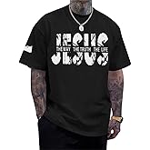 Migxsaf Christian Jesus Faith Shirts for Men God Religious Cross Bible Verse Inspirational Shirt Oversized Graphic Tees Tops