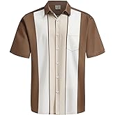 Hardaddy Men's Vintage Bowling Shirt Short Sleeve Button Down Hawaiian Summer Beach Casual Shirts
