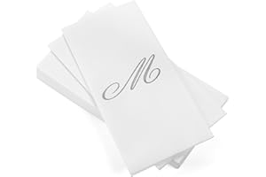 AH AMERICAN HOMESTEAD Disposable Hand Towels for Bathroom - Guest Bathroom Essentials -Bathroom Paper Towels - Monogrammed Disposable Napkins - Wedding Napkins in Paper Towel Tray (Silver, M)