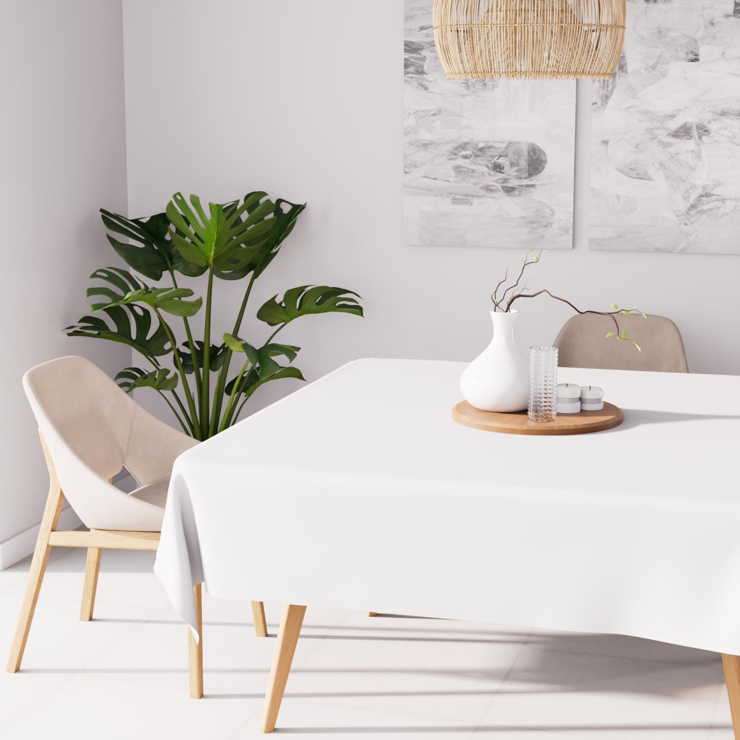 ALIX white square stain resistant tablecloth 180x180 cm