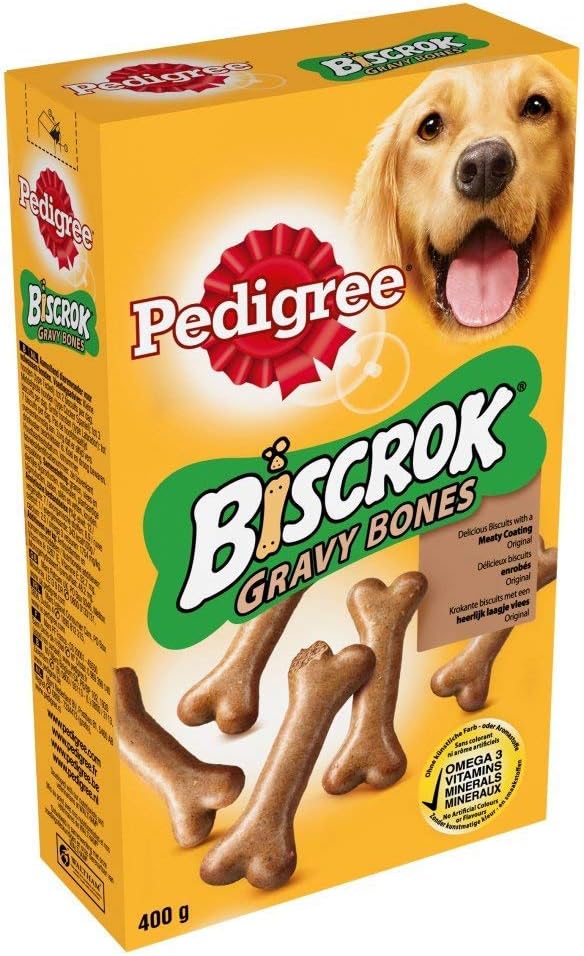 Pedigree Biscrok Gravy Bones Dog Biscuit Treats, 400 g, 33.33 g (Pack of 12)