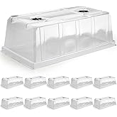 RooTrimmer 10 Pack 6.3" Tall Humidity Domes for 1020 Trays, Extra Strength Seed Starter Covers with 2 Adjustable Vents, Clear Plastic Propagation Cloning Lids for Germination & Microgreens, BPA-Free
