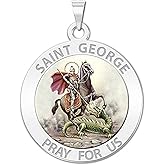 PicturesOnGold.com Saint George Religious Medal Color - 3/4 Inch Size of a Nickel - Sterling Silver