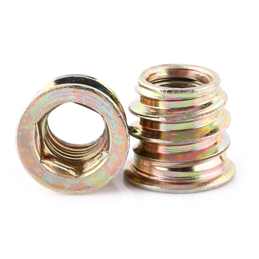 20 Pcs Threaded Insert Nuts, Inside Hex Socket Drive Head Screw Zinc Plated Carbon Steel Insert Nuts Threaded Assortment for Wood Furniture(M8*13mm)