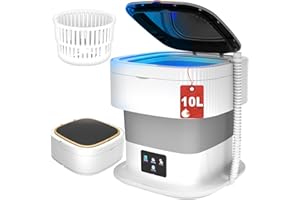 ABXKZ Mini Washing Machine, 10L Portable Washer and Dryer Foldable Washer Machine, Small Washer, Bucket Laundry Machine with Deep Cleaning for Baby Clothe, Underwear, Socks, RV, Grey